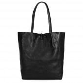 Geanta shopper din piele naturala DiAmanti Luisa Nero Metallico